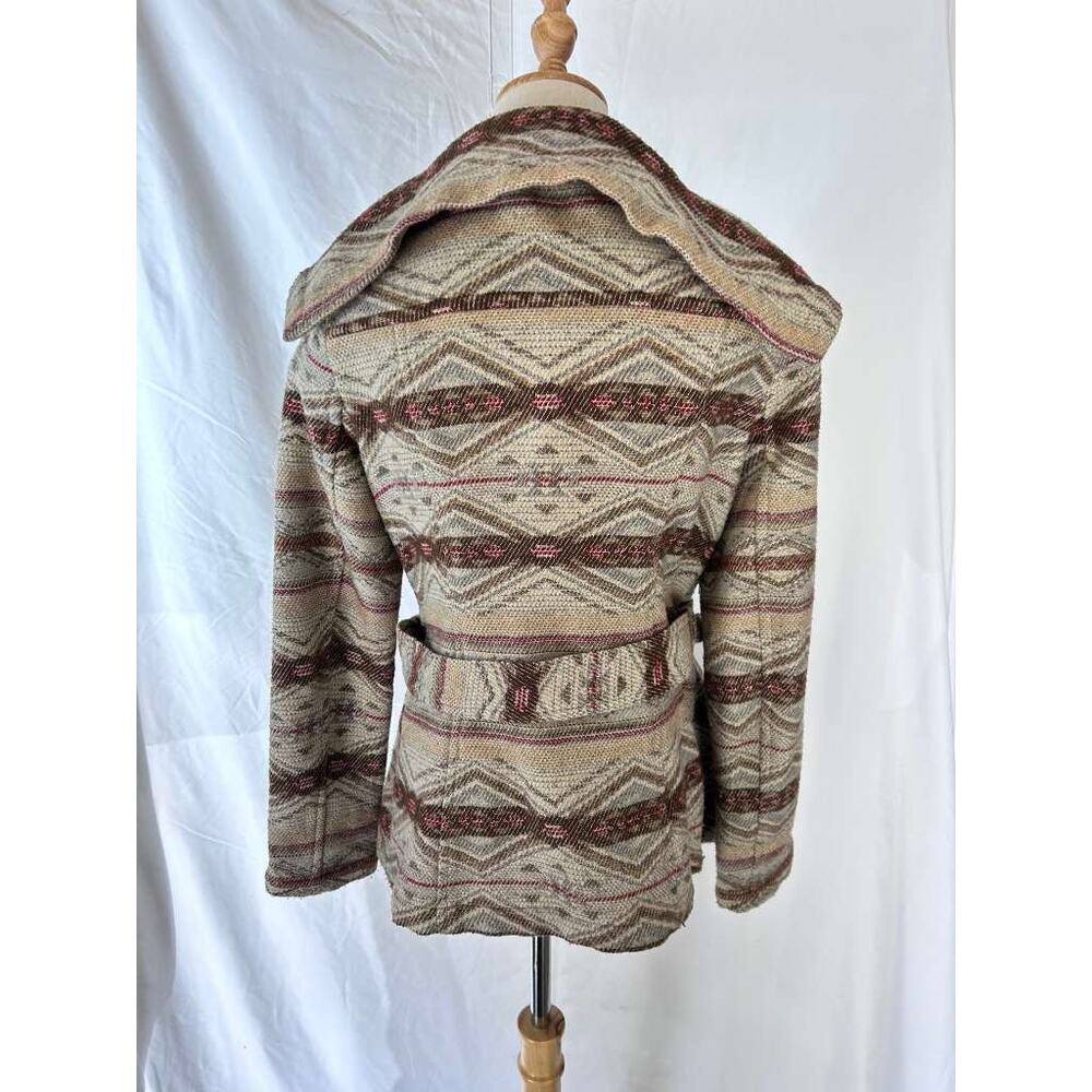 Daughters of the Liberation Women's Tan iKat Poetry Coat Jacket Size S (C-1) - Picture 8 of 10